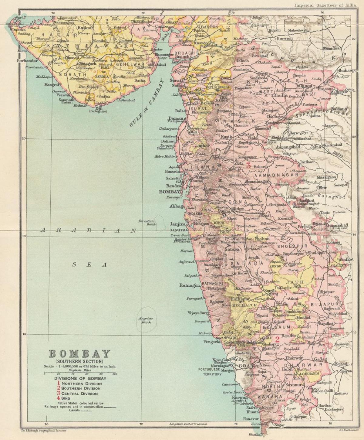 מפה של בומביי הנשיאות