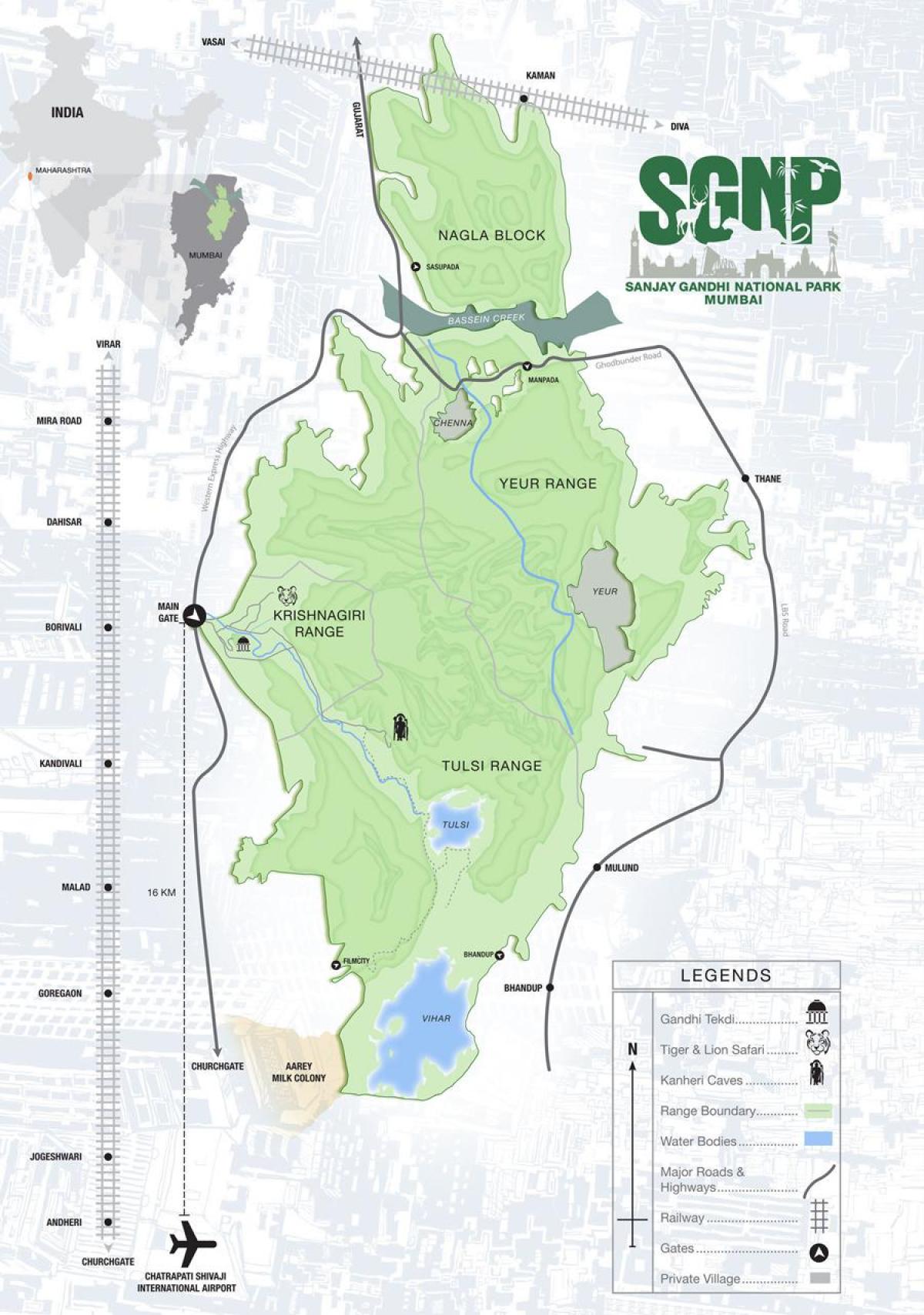 מפה של סנג ' אי גנדי פארק לאומי