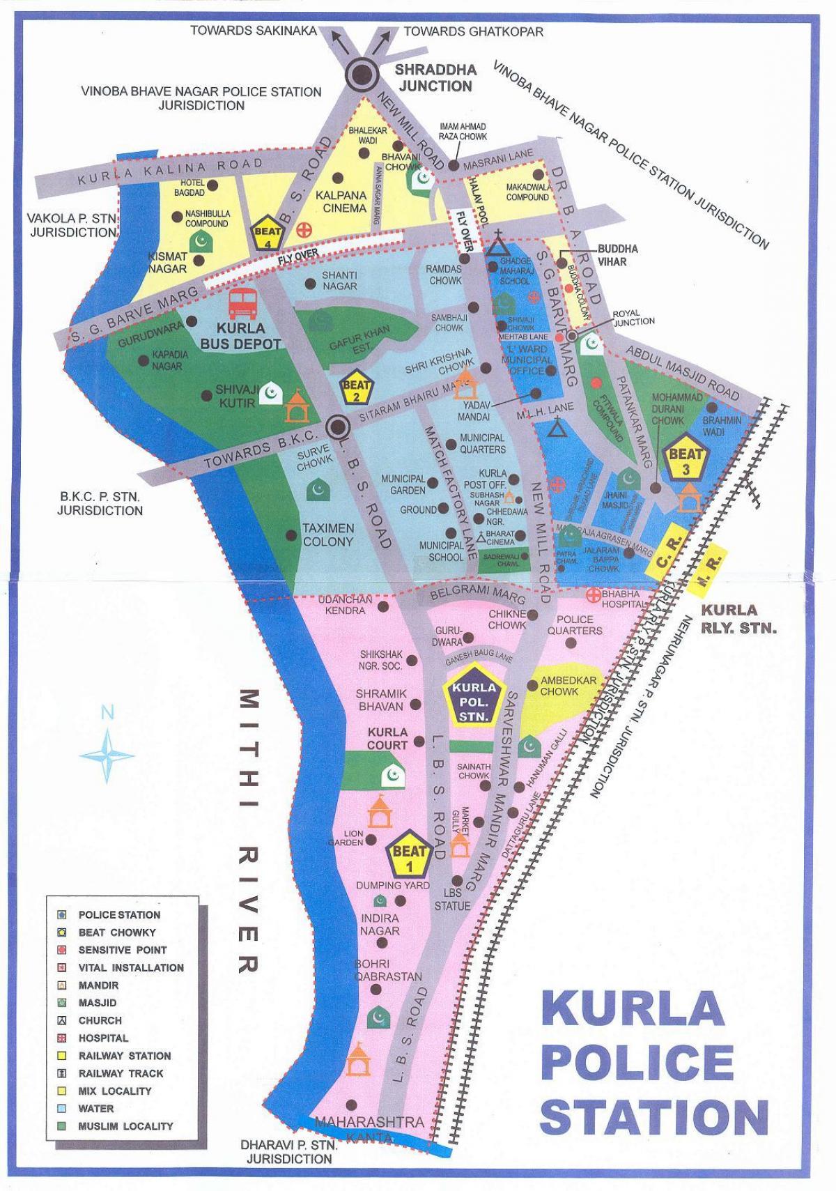 מפה של מומבאי Kurla