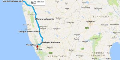 מומבאי לגואה מפת הדרכים